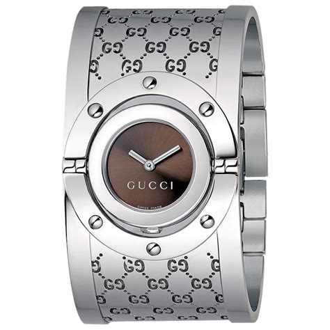 GUCCI Women stainless silver Bangle Cuff 1600 Watch 